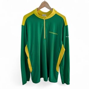 Columbia Omni Shade Oregon Ducks 1/4 Zip Green Yellow XL